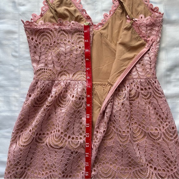 Current Air (Anthropologie) Pink Lace Overlay Midi Dress - Picture 10 of 16